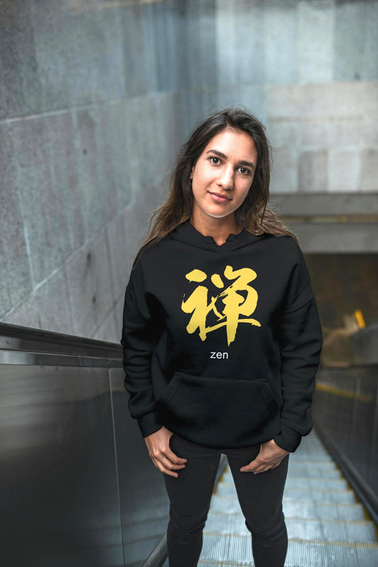 Kanji Hoodie – Japanese “禅(Zen)” Unisex Black Hoodie